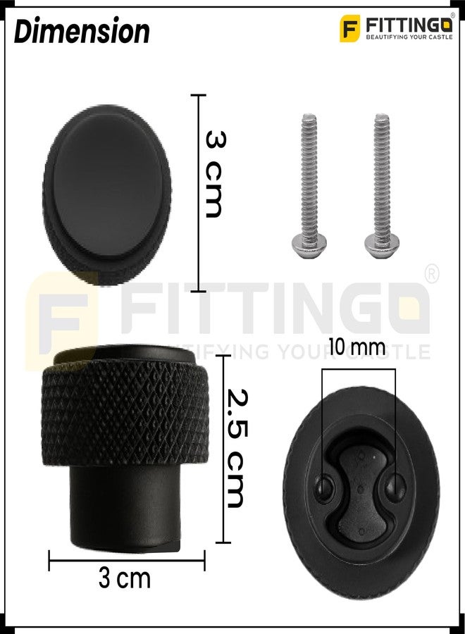 Fittingo Round Drawer Knob/Door Knobs/Drawer Handle for Wardrobe/Cabinet Handle/Pull and Push Handle/Zinc Alloy (Matt Black) Pack of 2 - Image 2